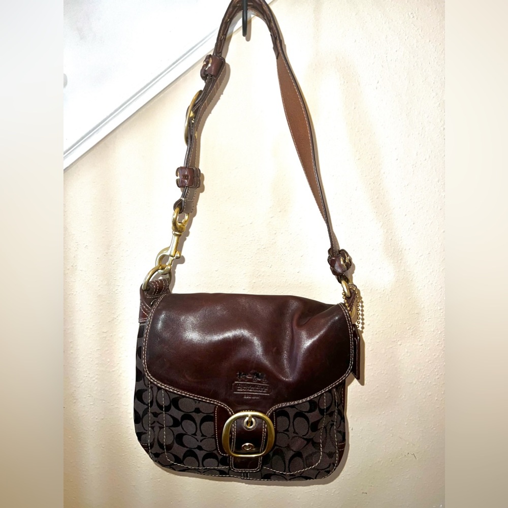 COPY - Coach Hampton Signature Bleeker Flap Hobo Shoulder Bag